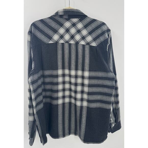 Standard Cloth Mens Black White Flannel Shirt Button Down Large NWT - Picture 2 of 6